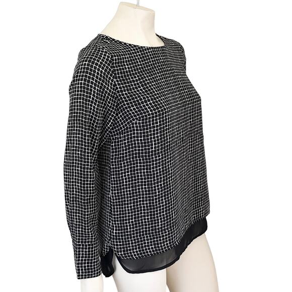 THE LIMITED Crosshatch Print Layered Tunic Blouse in Black White SZ S - Picture 4 of 11